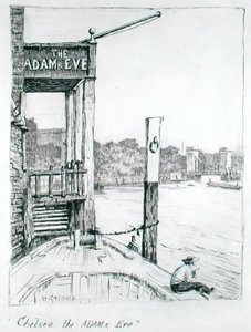 Chelsea, Adem ve Havva (kağıt üzerine mürekkep) by Walter Greaves