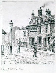 Church Street, Chelsea (kağıt üzerine mürekkep) by Walter Greaves