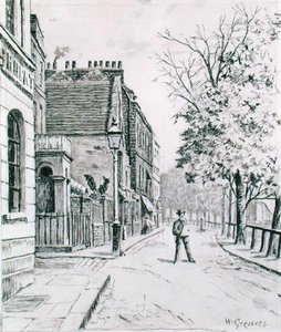 Eight Bells ve Cheyne Walk, Chelsea (kağıt üzerine mürekkep) by Walter Greaves