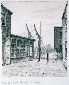 Worlds End Passage, Chelsea (kağıt üzerine mürekkep) by Walter Greaves
