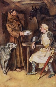 Ivanhoe için Sir Walter Scott tarafından yapılan çizim (renkli taş)