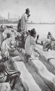 Bombay Sahilinde Doğan Güneşe Tapan Parsiler (taş baskı) by Walter Paget