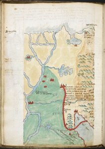 MS 57555, f.23v, Kuzey Afrika Haritası, tarihi bir gazete yazarı, kütüphane listeleri vb. içeren bir defterden; c.1606-08 (kağıt üzerine sulu boya) by Walter Raleigh