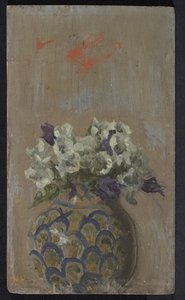 Tatlı Menekşeler - Desenli Bir Kasede Beyaz ve Mavi Biyoletler, 1884 dolayları (panelde yağlı boya) by Walter Richard Sickert