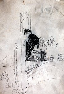 Eski Bedford Galerisi, c.1895-1900 (kağıt üzerine kalem ve mürekkep) by Walter Richard Sickert