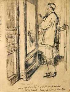 The New Tie, c.1922 (kalem & mürekkep ve kağıt üzerinde yıkama) by Walter Richard Sickert
