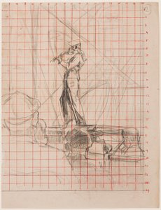 The Violinist, 192223 (kağıt üzerine kurşun kalem, kırmızı mürekkeple aktarmak için kare) by Walter Richard Sickert