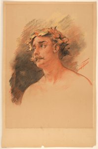 Asma Çelengi ile Taçlanmış İnsan Büstü by Walter Shirlaw