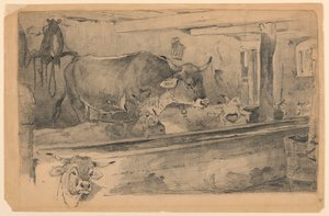 Koyun Kırkımı için Sığır Çalışması by Walter Shirlaw