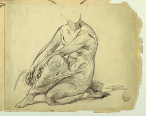 diz çökmüş kadın by Walter Shirlaw