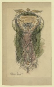 Kadın duvar resmi için çalışma çizimi, no. 1 by Walter Shirlaw