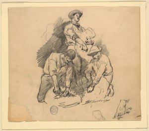 Koyun Kırkma Sırasında Üç Adam by Walter Shirlaw