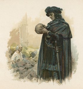Hamlet with the skull of Yorick (chromolitho)