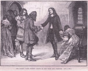 Sir Henry Vane, karısı ve arkadaşlarından veda ederken by Walter Stanley Paget