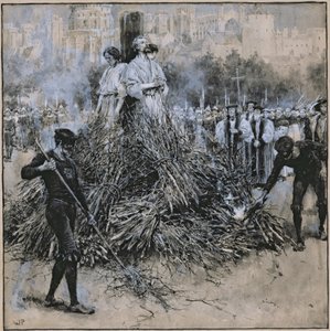 The Martyrdom of Robert Testwood (watercolour on paper)