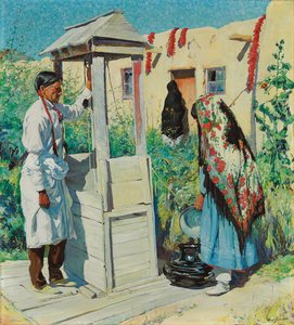 Bir Pueblo Kuyusu Sahnesi (tuval üzerine yağlı boya) by Walter Ufer