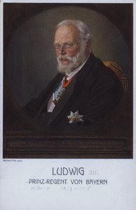 Ludwig III, last King of Bavaria, when Prince Regent (colour litho) by Walther Firle