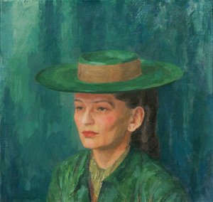 Grete Gamerith mit grünem Hut by Walther Gamerith