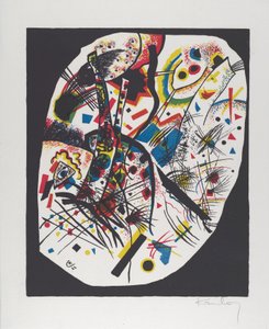 Kleine Welten III (Küçük Dünyalar III), 1922 (kırmızı, mavi, sarı ve siyah taş baskı) by Wassily Kandinsky