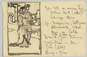 Kalenin önünde ortaçağ kostümlü çift by Wassily Kandinsky