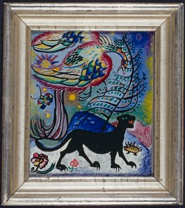 Fantezi kuş ve kara panter by Wassily Kandinsky