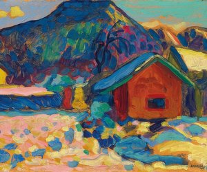 Dağ ile kış çalışması. 1908 by Wassily Kandinsky