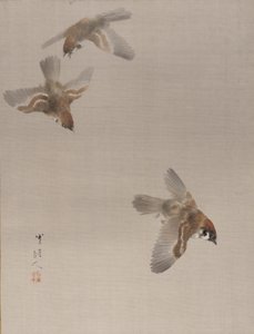 Uçan Serçeler, ca. 1887. by Watanabe Seitei