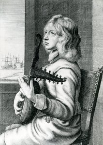 Barok Ud çalgıcısı by Wenceslaus Hollar