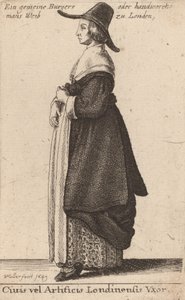 Londralı bir sanatçının veya vatandaşın karısı, 1643 by Wenceslaus Hollar