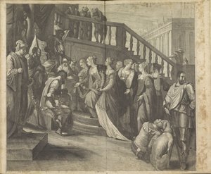 Ahaşveroş için Ester by Wenceslaus Hollar