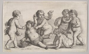 Beş erkek ve bir satir, 1625-77. by Wenceslaus Hollar