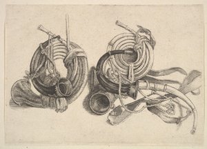 Beş av boynuzu, 1625-77. by Wenceslaus Hollar