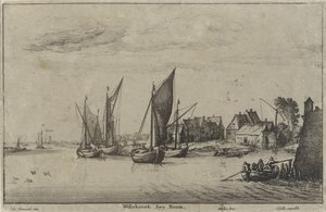 Mechelen yakınlarındaki Willebroek manzarası Willebroek bey Boom (nesne üzerindeki başlık) Nehir Manzaraları ve Kıyı Manzaraları (dizi başlığı) by Wenceslaus Hollar