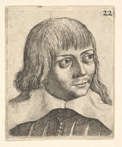 Genç bir adamın başı, hafifçe sağa döndü, 1625-77. by Wenceslaus Hollar