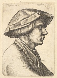 Profilde şapka takan genç adamın başı, 1648. by Wenceslaus Hollar