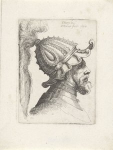 Tüylü miğferli bir adamın başı Parmigianino