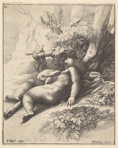 Bebek Herkül uyuyor, 1625-77. by Wenceslaus Hollar