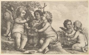 İsa, Vaftizci Yahya ve dört melek, 1625-77. by Wenceslaus Hollar