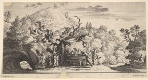 Melekler tarafından hizmet edilen İsa, 1652. by Wenceslaus Hollar