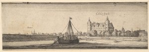 Hoechst am Main yakınlarındaki Kelsterbach Kalesi, 1642-44. by Wenceslaus Hollar