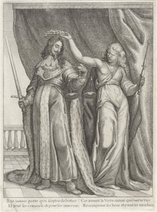 İngiltere Kralı I. Charles, Justitia Tarafından Övüldü by Wenceslaus Hollar