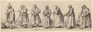 Erkek ve Kadın Dilenciler. by Wenceslaus Hollar