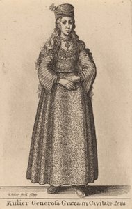 Pera şehrinde soylu bir Rum kadın, 1644 by Wenceslaus Hollar
