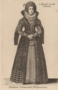 İspanyol Soylu Kadın, 1644 by Wenceslaus Hollar