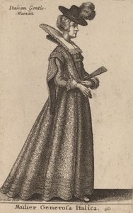 Asil İtalyan kadını. by Wenceslaus Hollar