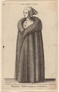 İrlandalı veya İrlandalı kadın by Wenceslaus Hollar