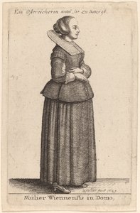 Evdeki Viyanalı kadın by Wenceslaus Hollar
