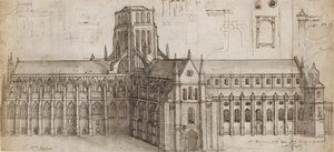 17. yüzyılın ortalarında kuzey-doğudan Eski St Paul Katedrali by Wenceslaus Hollar