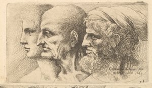 Soldan profilde üç başlı sıra, 1645. by Wenceslaus Hollar