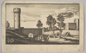 Köln yakınlarındaki Kunibert Kulesi kopyası, 1625-77. by Wenceslaus Hollar